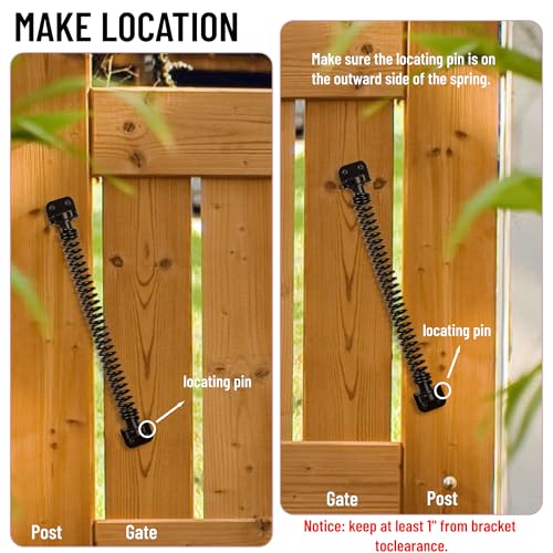 11-1/2" Gate Spring Self Closing Heavy Duty Outdoor Door Spring Automatic Fence Gate Closure Hardware Spring Loaded Gate Latch with Adjustable Tool for Wooden and Vinyl Fence, Black (2 Pack) - size: 11-1/2 Inch
