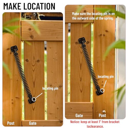 11-1/2" Gate Spring Self Closing Heavy Duty Outdoor Door Spring Automatic Fence Gate Closure Hardware Spring Loaded Gate Latch with Adjustable Tool for Wooden and Vinyl Fence, Black (2 Pack) - size: 11-1/2 Inch