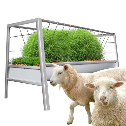 99 Gallon Pasture Hay Feeder, 2 in 1 Goat Hay Feeder with 33 Gallon Deeper Feeding Pan, Galvanised Steel Frame Hay Rack for Goats, Sheep, Horses