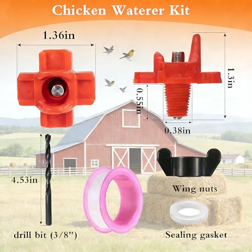 10 pcs Chicken Waterer Nipples with Drill Bits,Horizontal Automatic Chicken Waterer,Leakproof Poultry Watering System for Chicken Coop - size: 10PCS