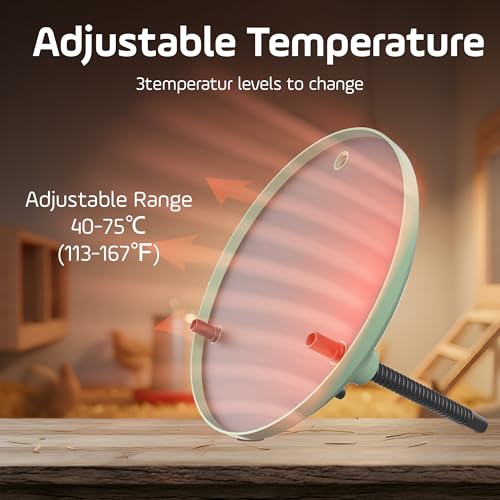 Chicken Brooder Heater, Adjustable Height &Temperature, 12" Metal Heating Plate, Easy Clean, Safe Use 35Watts Chick Warmer, Coop Heater, for Home Backyard Farm Warming Chicken Quail Duck Dog Cats