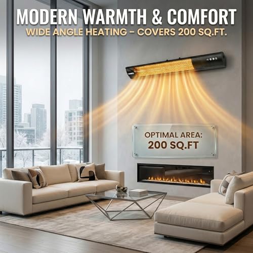 Electric Patio Heater, 1500W Wall Mounted Outdoor Heater with Remote Control & 24H Timer, IP65 Waterproof Carbon Infrared Heater for Backyard, Gazebo, Garage and Restaurant - size: Pure Warmth
