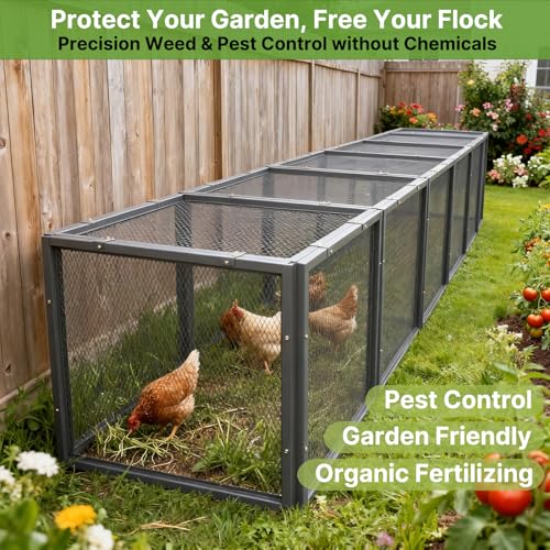 A Anleolife Chicken Tunnel, 23.6 inch Wide Heavy Duty Metal Chicken Coop, Predator Proof Modular Extension Chicken Run for Outside Poultry Coop as Hens, Rabbits, Ducks and Small Pets