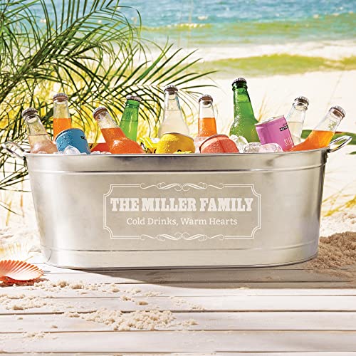 Let's Make Memories Personalized Create Your Own Beverage Tub w/Stand - Custom Beverage Tub - Unique Entertaining Essential - 5.5 Gallons - color: 2 Line Message, size: With Stand