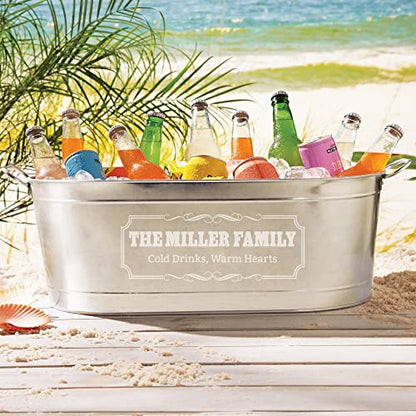Let's Make Memories Personalized Create Your Own Beverage Tub w/Stand - Custom Beverage Tub - Unique Entertaining Essential - 5.5 Gallons - color: 2 Line Message, size: With Stand