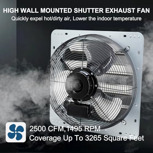Criditpid 18 Inch Wall Mounted Shutter Exhaust Fan with ON/OFF Switch, High-Speed, Low-Noise Pure Copper Motor, Wall Exhaust Fan for Gable, Shed, Garage, Greenhouse, Kitchen, Attic, 2500CFM, 1495RPM. - size: 18 Inch Exhaust Fan