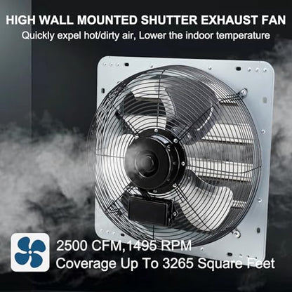 Criditpid 18 Inch Wall Mounted Shutter Exhaust Fan with ON/OFF Switch, High-Speed, Low-Noise Pure Copper Motor, Wall Exhaust Fan for Gable, Shed, Garage, Greenhouse, Kitchen, Attic, 2500CFM, 1495RPM. - size: 18 Inch Exhaust Fan