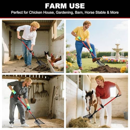 Sifting Shovel, Heavy Duty Sand Sifter Shovel with Ergonomic Grip for Beach, Farm and Garden, Chicken Coop Poop Scooper - 53.2 inch
