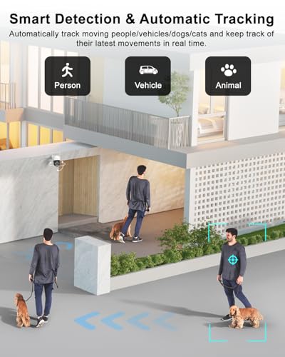 4K PTZ Security Camera Outdoor with Rapid 10X Hybrid Zoom, 355°Pan & 90° Tilt, True 8MP Dual-Lens WiFi Camera with Auto Tracking, AI Human/Vehicle/Pet Detection, Color Night Vision, RTSP