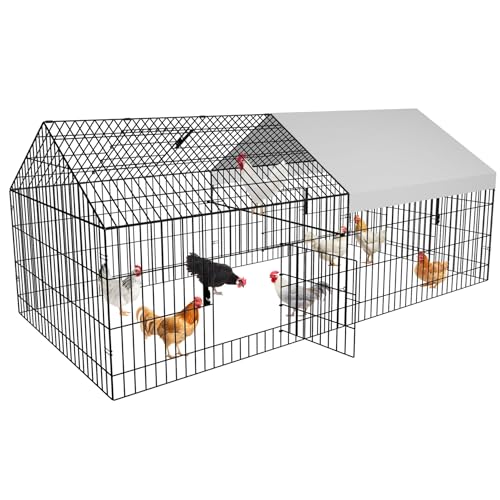 Metal Chicken Coop 87"×40" with Cover Chicken Run Pen for Yard Outdoor Large Portable Chicken Playpen Enclosure Rabbit Small Animal Dog Poultry Cat Cage Duck Coop Hen