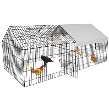 Metal Chicken Coop 87"×40" with Cover Chicken Run Pen for Yard Outdoor Large Portable Chicken Playpen Enclosure Rabbit Small Animal Dog Poultry Cat Cage Duck Coop Hen