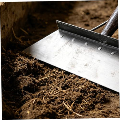 Toyvian Manganese Steel Flat Metal Shovel Scraper for Livestock Manure Cleaning, 38cm Heavy Duty Floor Scraper Tool for Barn and Farmyard Maintenance