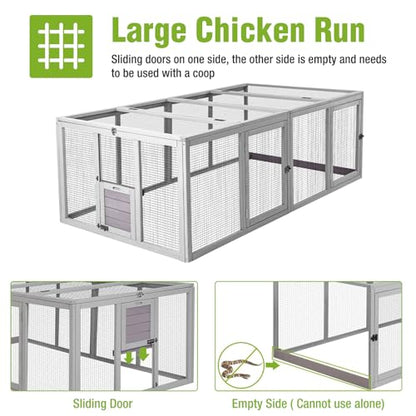 GUTINNEEN Chicken Coop Extension Chicken Run 20.73 ft², Large Expandable Hen House Run with 5 Doors, Universal Fit for Most Coops, Not for Standalone Use,79" L - size: 79.0"L x 37.8"W x 26.8"H