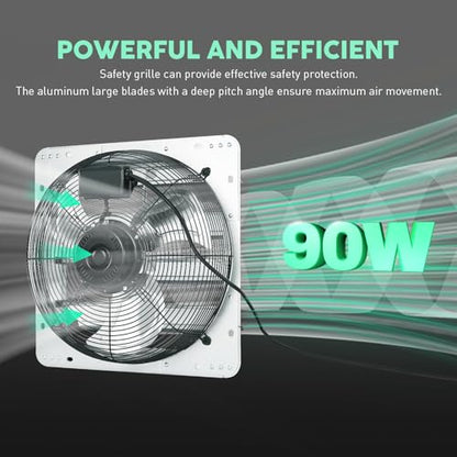 YOZON 16" Shutter Exhaust Fan with Speed Controller, Wall Mounted Wall Exhaust Fan, Automatic Shutter, High Speed, 1940CFM, Vent Fan for Garage, Greenhouse, Shed, Warehouse and Workshop - Silver - size: 16 INCH Silver