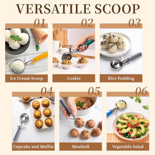 HOMURE H 2 OZ Scoop, Large Ice Cream Scoop with Trigger, #16 Disher, Muffin Scoop, 4 tbsp Cookie Scoop for Baking, Blue Handle, for Making Ice Cream Cookie Muffin Cupcake Mashed Potato - size: #16 (2 oz)