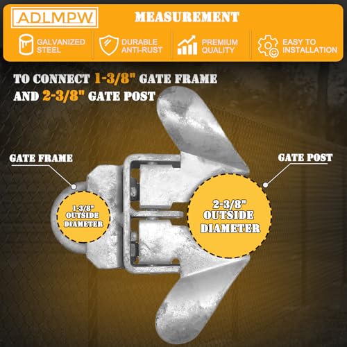 1-3/8" x 2-3/8" Chain Link Fence Butterfly Gate Latch, Galvanized Steel Gate Latch, with 1-3/8 Gate Frame & 2-3/8" Gate Post, U-Bolt & Nuts Included