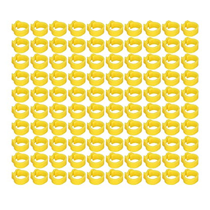 Omabeta 100PCS Reusable 8mm Pigeons Identification Leg Rings for Easy Dovecot Management and Marking, Lightweight Plastic Bands for Poultry Supplies (Yellow) - color: Yellow