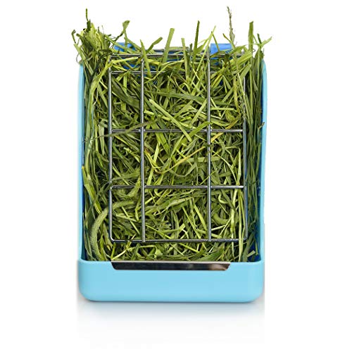 CalPalmy 2-Pack Hay Feeder for Rabbits, Guinea Pigs, and Chinchillas - Minimize Waste and Mess with 5 1/2" x 3" x 7 3/8" Hanging Alfalfa and Timothy Hay Dispenser - color: Blue+Blue, size: 5 1/2" x 3" x 7 3/8" (2-Pack)