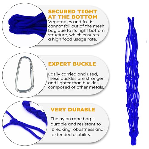 Chicken Vegetable Fruit Hanging Feeder 4Pcs, Reusable String Bag with Hook for Chicken Coop Toys, Poultry Feeding Tool for Hens,Duck,Goose (Blue) - color: Blue
