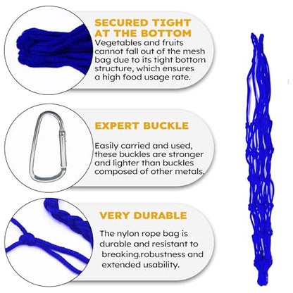 Chicken Vegetable Fruit Hanging Feeder 4Pcs, Reusable String Bag with Hook for Chicken Coop Toys, Poultry Feeding Tool for Hens,Duck,Goose (Blue) - color: Blue