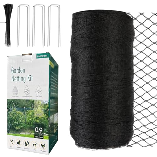 Bird Netting for Garden, Fetanten 13 x 40 FT Netting for Garden Protection Vegetables Fruit Trees Blueberry from Birds Deer Poultry, Heavy Duty Woven Mesh Net Animal Fencing with Ties and Staples - size: 13 x 40FT