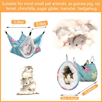 LEFTSTARER Guinea Pig Ferret Rat Hammock Toy Small Animal Cage Accessories Hideout Tunnel & Bunkbed Hammock for Rat Ferret Guinea Pig Hamster Sugar Glider Chinchilla (Star-Green) - color: Star-Green
