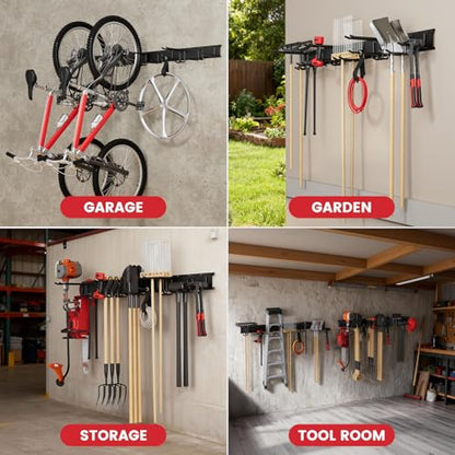 66" Heavy Duty Wall Mounted Garage Tool Organizer – 4 Panels & 12 Adjustable Hooks, 920 lbs Load Capacity, Modular Storage for Efficient Tool Organization, Easy Install in Garage, Garden, 18 Pack - size: 66in | 4Panels + 12Hooks