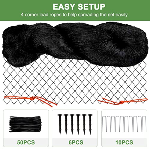 Bird Netting, Garden Netting with 3/4” Mesh Net as Poultry Netting for Chicken Coop, Heavy Duty Nylon Netting for Garden Protection, Fruit Tree Netting for Orchard Against Squirrels, Deer - size: 3/4", 25' x 25'