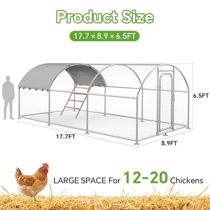 Chicken Coop with Roosting Perch, Waterproof Cover for Outdoor, Dome Shaped (10' L x 19.7' W x 6.4' H) - size: 20x10Ft-Dome