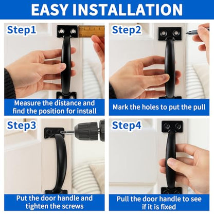 TamBee 2PCS 6-1/2 Inch Pulls Black Door Pull Handle Metal Kitchen Cabinets Furniture Wardrobe Medicine Handle in Black Door Hardware Gate Handle Door Pulls Warehouse Outdoor - size: 2 Pack 6-1/2 Inch Black