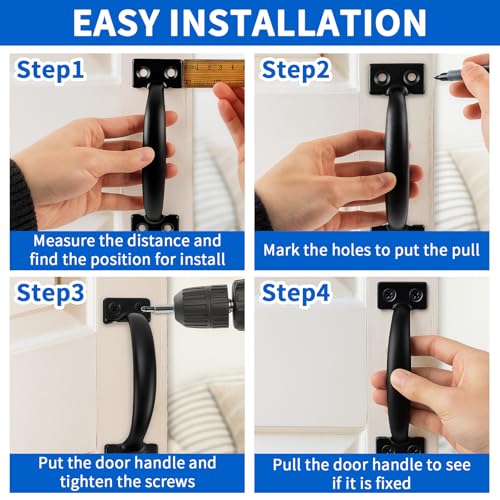 TamBee 6-1/2" Pulls Gate Handle Black Handle Metal Handle Gate Pull Handle Shed Door Handle Fence Gate Handles for Wooden Fences Outdoor & Kitchen Furniture Hardware 4PCS - size: 4 Pack 6-1/2 Inch Black