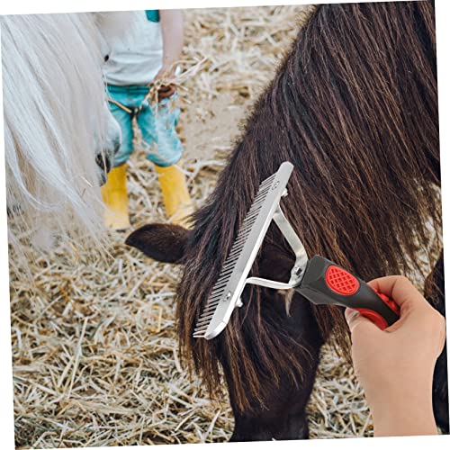Healifty Durable Horse Fur Cleaning Comb with Rubber and Materials Resistant Grooming Rake and Livestock Stable Design for Shedding and Dirt Removal