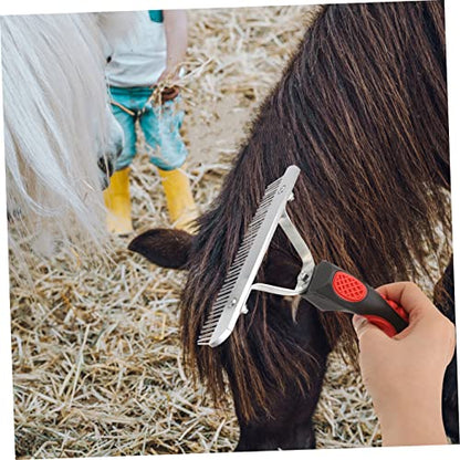 Healifty Durable Horse Fur Cleaning Comb with Rubber and Materials Resistant Grooming Rake and Livestock Stable Design for Shedding and Dirt Removal
