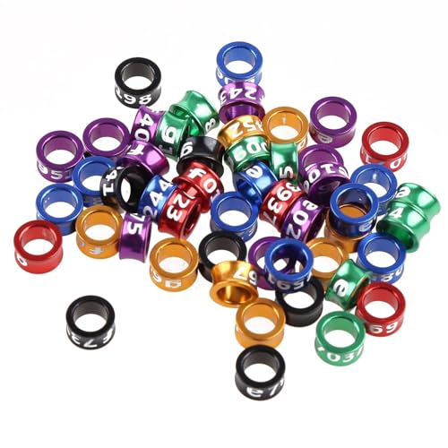 50 Pieces Chicken Leg Rings Colorful Turkey Identification Leg Bands Poultry Metal Leg Bands 5mm Clip for Pigeons Birds