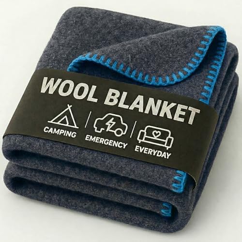 Wool Camping Blanket – 70% Wool Heavy-Duty Military Style Throw, Warm & Washable, Fire Retardant Cover for Emergency, Survival & Outdoor Use – Perfect for Camping, Car, Home & Hiking, Navy 62x84 - color: Navy, size: 62x84