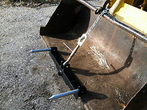 Front Loader Bucket Hay Bale Spear Attachment w/ 49" Bale Spear & Stabilizer Spikes, Rated 3000 LB - size: 1 x 49"