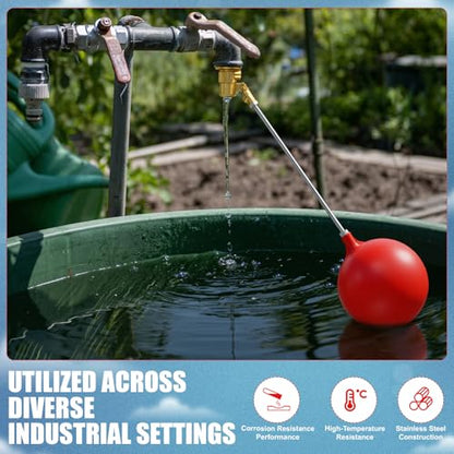 3/4 Inch Stainless Steel Float Valve for Water Tank and Trough, Heavy Duty Design with Adjustable Angle Rod, Float Ball for Stock Tank Pool Water Level Control