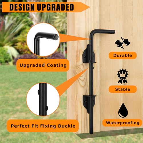 12" Heavy Duty Cane Bolt Gate Drop Rod-Steel Gate Ground Latch Designed for Wood Metal Vinyl Gates or Double Doors Fence Applications-2 Pack - size: 12 Inch-2 Pack