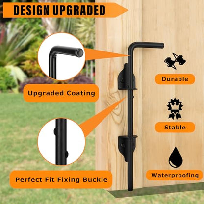 12" Heavy Duty Cane Bolt Gate Drop Rod-Steel Gate Ground Latch Designed for Wood Metal Vinyl Gates or Double Doors Fence Applications-2 Pack - size: 12 Inch-2 Pack