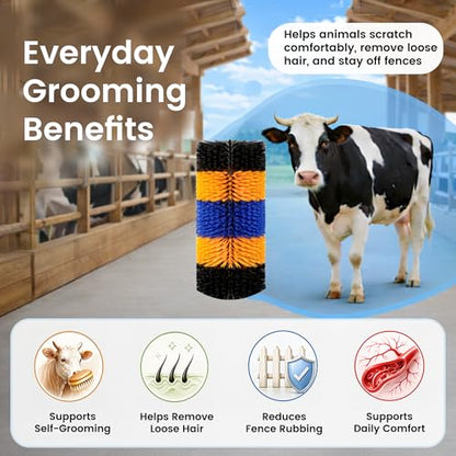 2PCS Livestock Scratching Brush for Goat, Heavy-Duty Post Grooming and Massage Scratch Brushes for Cow Donkey Goats Horse Sheep, with 8 Screws for Back Itch Relief & Keep Cleaning, 17" x 7.9" - size: 2 Pack
