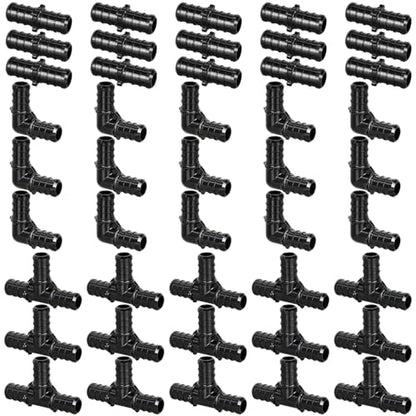 1/2" Poly PPSU Barb Crimp PEX Fitting, 60pcs PEX Fitting Combo, 20pcs Each Elbows Tees Straight Couplings, No Lead - size: 1/2" Combo, 60pcs