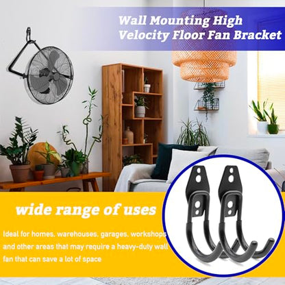 2 Pack Wall Fan Mounting Bracket, Floor Fan Wall Hook - Industrial Grade Includes Drywall and Plaster Screws - color: 2 Pack