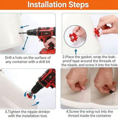 10 pcs Chicken Waterer Nipples with Drill Bits,Horizontal Automatic Chicken Waterer,Leakproof Poultry Watering System for Chicken Coop - size: 10PCS