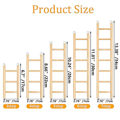 5pcs Wooden Bird Ladder for Parrots Cage 5 Basic Sizes Perch Parakeet Climbing Toys Hanging Pet Natural Step Cockatoo Lovebirds
