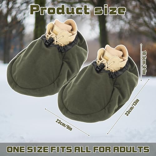 Insulated Boot Covers for Hunting Fishing Outdoor, Fleece Feet Warmer with Adjustable Drawstring and Interlayer for Heating Pads, for Men Women, Waterproof Hunting Boot Cover for Cold Weather