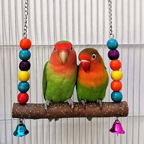 Bird Perch Toy, Natural Wooden Stand for Chick, Handmade Chicken Coop Swing for Training, Chicken Coop Accessories for Lovebird, Conure, Cockatiel, Parrot, Hens,Bird (M) - size: M
