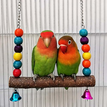 Bird Perch Toy, Natural Wooden Stand for Chick, Handmade Chicken Coop Swing for Training, Chicken Coop Accessories for Lovebird, Conure, Cockatiel, Parrot, Hens,Bird (L) - size: L