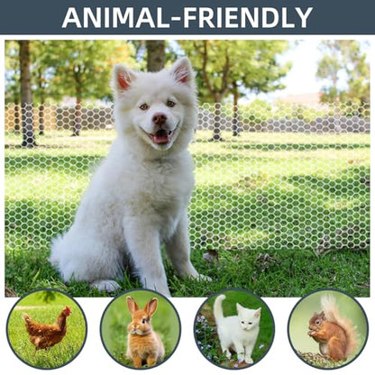 Plastic Wire Mesh Fence, 1.3ft x 50ft /15.7in x 600in Plastic Chicken Wire Fence Mesh Versatile Plastic Fencing Wire Netting Poultry Animal Barrier Fence with 150 Zip Ties for Garden & Farm, White - color: White