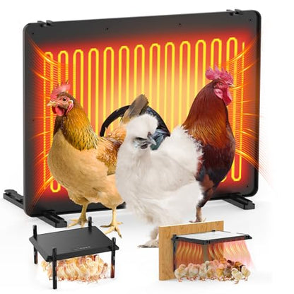 Chicken Coop Heater, 12 * 16inch Large Brooder Heater Plate for Chicks, Adjustable Height Brooder Warmer for 30-40 Baby Chicks, 5 Level Temp Adjustable Heating Plate, 75 Watt, Energy-Efficient & Safe