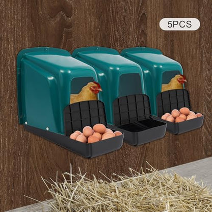 5 Pack Roll Away Egg Collection Trays,Chicken Laying Boxes, Ventilated,Chicken Nesting Boxes,Roll Out Laying Boxes for Hens,Egg Nesting Box for Hen Coops, Backyard Poultry Farms